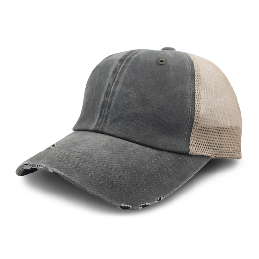 キャップ ATiiSSU Whip Cap 5FT2199 Pigment Dye with Polyester Mesh Distressed Cap (#GN-1012T
